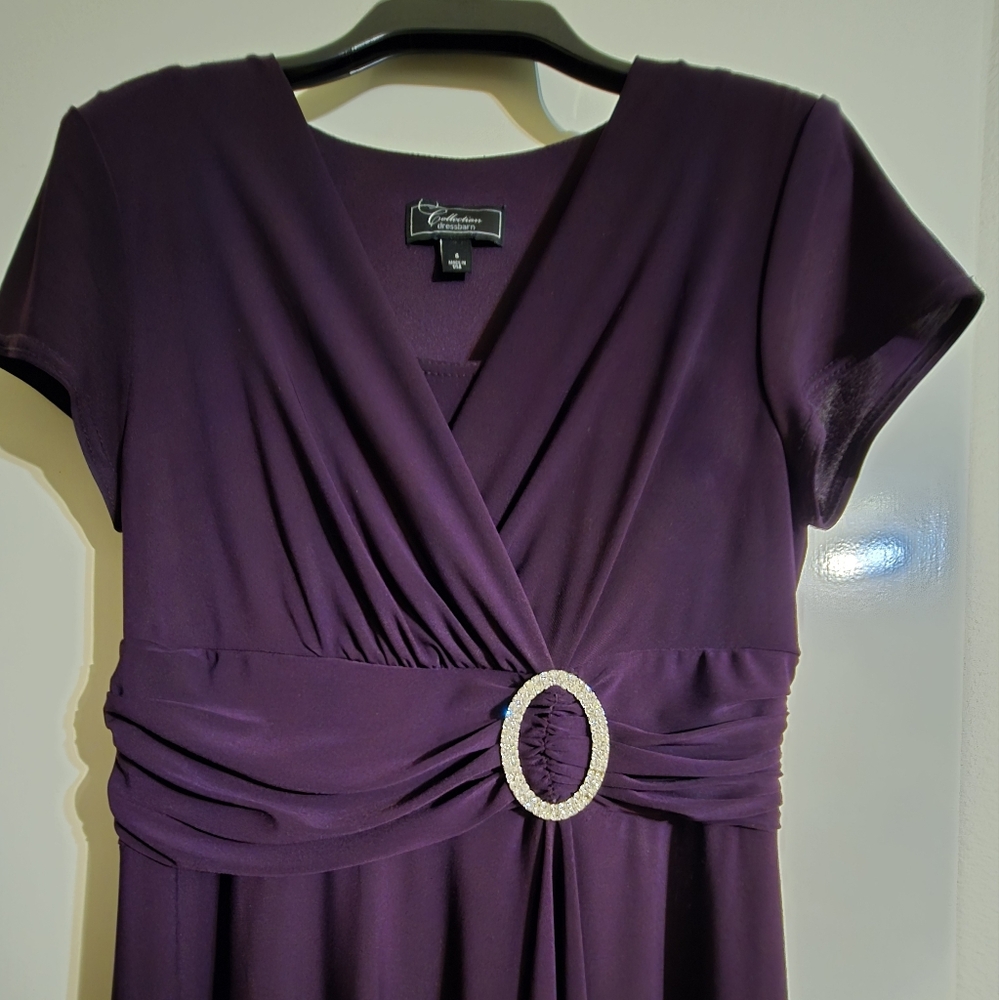 dressbarn Collection Deep Purple Midi Dress with Silver Accent Sz 6